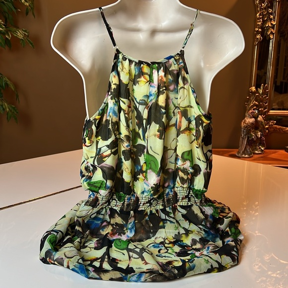 💚LAPIS V NECK TOP WITH BEADS ON STRAPS - RUFFLES FRONT - SIZE MEDIUM - Picture 12 of 16